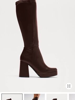 Fashion Nova Tall Platform Knee-High Boots in Brown